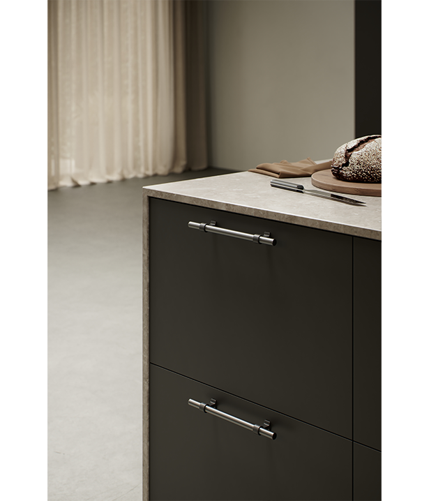 Greep met gun metal finish
