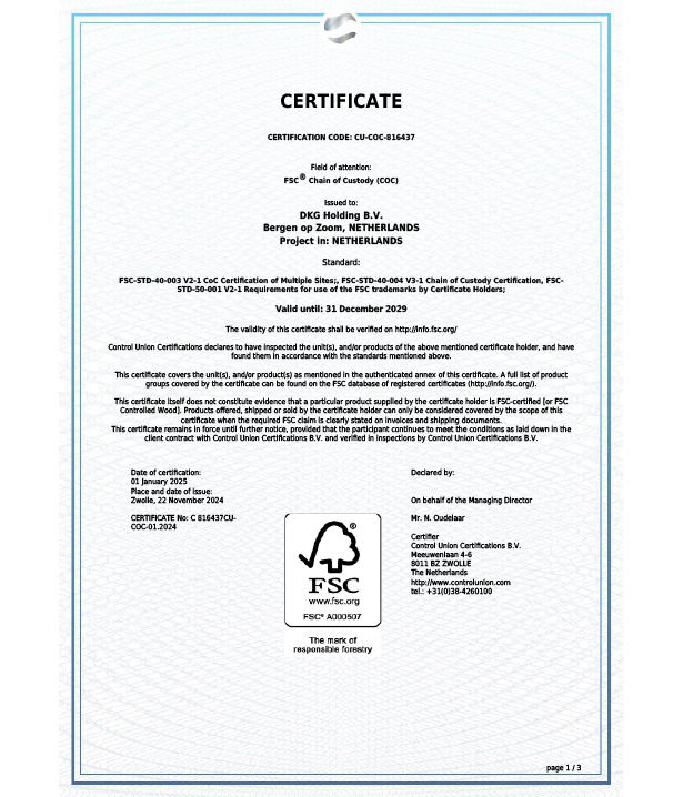FSC-Certificaat Keller Keukens