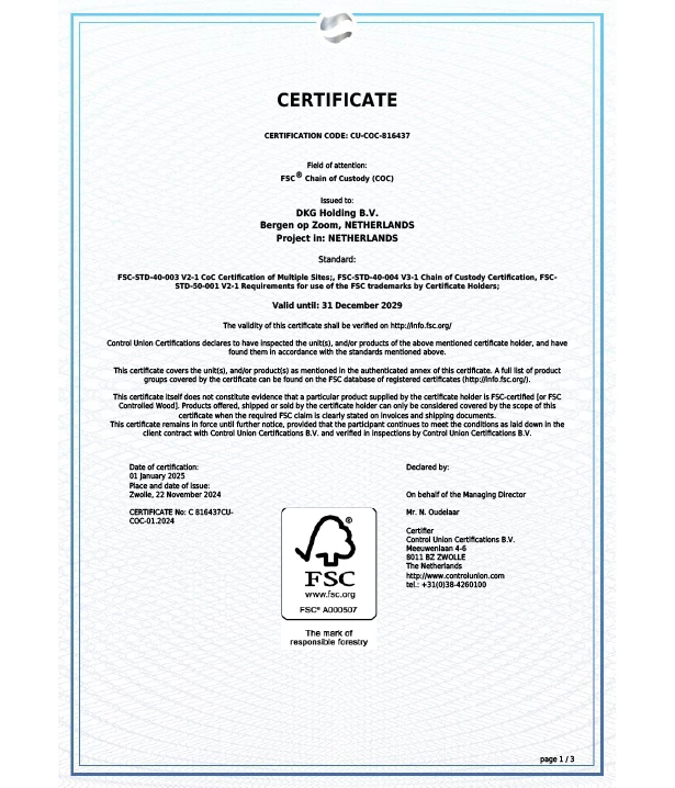 FSC-Certificaat Keller Keukens
